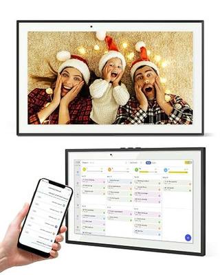 15.6 Inch Digital Calendar Chore Chart, Smart Digital Calendar Wall Planner Picture Frame with HD Touch Screen, Desk & Wall Mount Planner for Family Schedules(Black)
