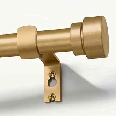 PORTRES Gold Heavy Duty Curtain Rods for Windows 66 to 120 Inches Adjustable Length 1" Diameter Brass Curtain Rod with Modern Decorative Finials for Outdoor Bedroom Kitchen Living Room