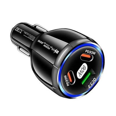 Car Charger Adapter, 3 Port USB-C & USB-A 90W Fast Charger, Car Interior Accessories, Essential Travel Gifts for Men and Women, Fit for iPhone 17/16/15/14/13Pro Max, Samsung, Android (Black 1pc)