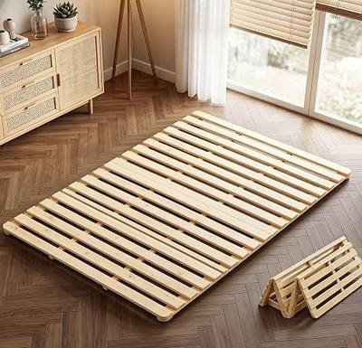 Bed Plate, Guest Tatami Bed Frame,Japanese Tatami Mat, Foldable Wood Slatted Floor Bed Frame for Futon Mattress, Breathable Moisture-Proof Floor Sleep Bedding (Full)