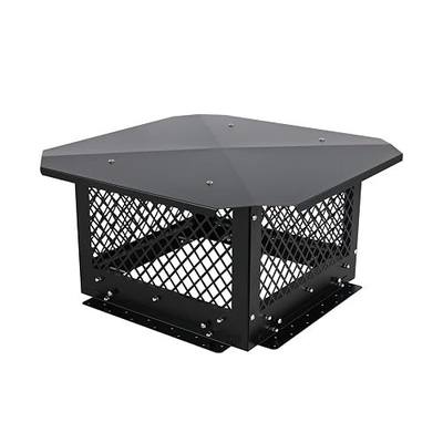 Chimney Cap, 14" X 14" Chimney Cover, Black Chimney Caps for Outside, Roof Chimney Cover Rain Caps, Fireplace Chimney Caps for Outside,Adjustable Bottom Galvanized Steel Vent Cap