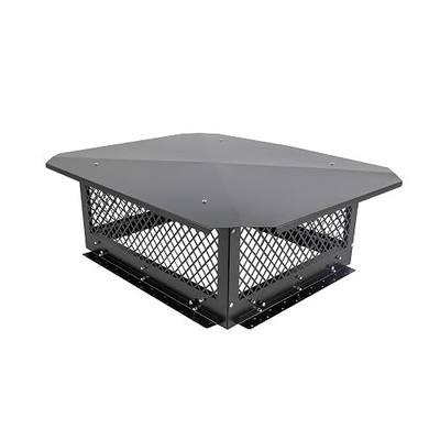 Chimney Cap, 18" X 22" Chimney Cover, Black Chimney Caps for Outside, Roof Chimney Cover Rain Caps, Fireplace Chimney Caps for Outside,Adjustable Bottom Galvanized Steel Vent Cap