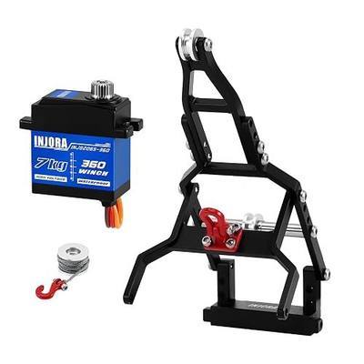 INJORA Tow Truck Crane Kit & INJS2065-360 Winch Servo for TRX4M (Black)