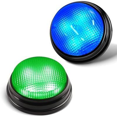 BEAN LIEVE 2-Pack Game Buzzers - Super Bright 4-LEDs, Unique Sounds, Compact Portable & Lock Switch - Trivia Buzzer for Classroom, Family Feud - Teachers, Adults, Kids (Buzzers for Trivia Games)