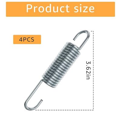 3-5/8 Inch Replacement Recliner Chair Mechanism Furniture Tension Springs Long Neck Style ,Long Neck Hook Style-Recliner Replacement Parts-3.46 Inch Inside Hook to Hook (Silver White 2Pcs)