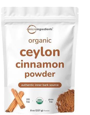 Micro Ingredients Organic Ceylon Cinnamon Powder, 8 oz | Sri Lanka Source | True Cinnamon for Spice & Seasoning | Great for Baking, Cooking, & Drinks | Additive Free, Non-GMO
