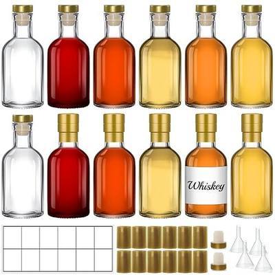 TBWIND 12 Pack 3oz/100ml Clear Glass Bottles with T-Top Cork Stoppers | Premium small refillable bottles. Perfect for homemade liquor, vanilla extract, oil, vinegar, or elegant gift favors.