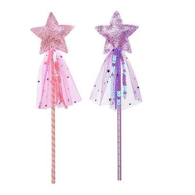 ALVOGIMOR 2 Pack Glitter Star Wand,Princess Costume Angel Role Play Stick Props for Birthday, Halloween, Christmas Party (Pink Purple, 12 inch)