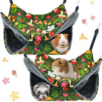 Straps are Adjustable 2Pcs Guineas Pig Rat Hammock Guinea Pig Hamster Ferret Hanging Hammock Guinea Pigs Accessories for Small Animals Chinchilla Parrot Sugar Glider Ferret Squirrel Green Mushroom