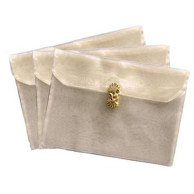 3 Pieces Scarf Storage Bag Beige Encrypted Matte Button Yarn Envelope Silk for Scarf Gifts Organza Clothing Wardrobe Organizer Packaging Bags 10.6 x 14.5 Inches (Beige)