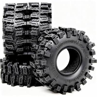 HOBBYSOUL 72mm RC 1.3 Tires Mud Slingers X 4-Pack For TRX4M SCX24 Crawlers | Super soft sticky tires for mud & rock climbing,foam inserts,upgrade for 1/18 TRX4M High Trail & 1/24 micro RC crawler