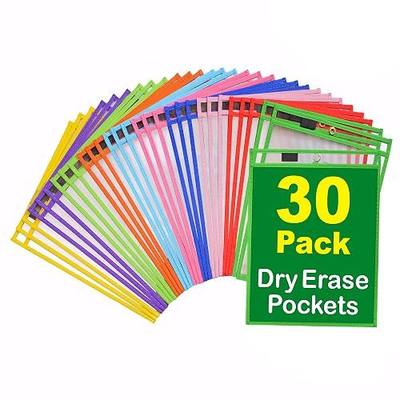 Dry Erase Pockets 30 Pack EASYWipeXL, Oversized 10"×13" Heavy-Duty Reusable Dry Erase Pocket Sleeves, Save Time & Paper with Quick Clear Pocket Sleeves for Classroom, Office & Homeschool Worksheets