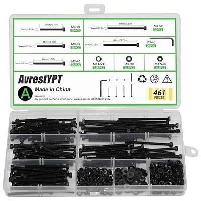 461Pcs M3 Socket Head Screws Metric Screws Bolts Washers Nuts Kit | M3 x 30mm /35mm /40mm /45mm /50mm Machine Screw Assortment Kit 12.9 Grade Alloy Steel Fully Threaded for Furniture