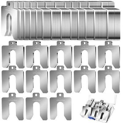 130 Pcs Size C 4" X 4" Stainless Steel Slotted Shims Kit Composite Precision Metal Shims Stock for Leveling Assortment with Storage Box 8 or 13 Thicknesses for Machinist Motor Shop Wood Door