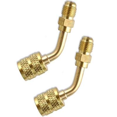 WenTigDY R410A Adapter,5/16'' SAE Female to 1/4'' SAE Male Flare,A2l Refrigerant Adapter for Air Conditioners HVAC,R410A Adapter for Mini Split Vacuum Adapter(2 Angled Adapter)