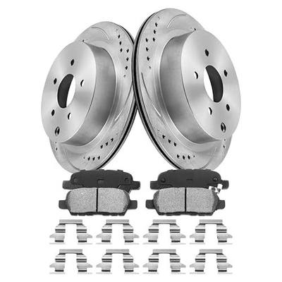 Rear Brake Kits Compatible with 2014-2020 INFINITl QX60, 2014-2018 Q50, 2003-2012 FX35, 2011-2013 M37 | OE Drilled Slotted Brake Rotors & Ceramic Brake Pads, 307.6mm (12.1in) | 31348 D905