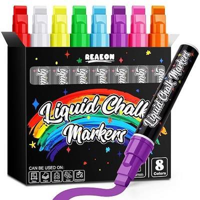Reaeon Jumbo Liquid Chalk Markers for Blackboards, Bold Color Erasable Chalk Pens with 10mm 3 in 1 Nib, Washable Dust-Free Pens for Glass, Signs, Windows, Cars, Chalkboard (8-Pack)