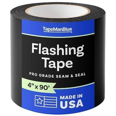 Flashing Tape for Windows and Doors, 4 in x 90 ft Roll, Made in USA, Black Self-Adhesive Flashing Tape Waterproof, UV Resistant, Acrylic Adhesive, Great for Sealing Doors, Windows, Panel Seams (1)