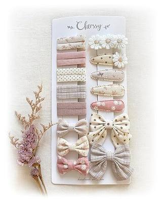 Cherssy Floral Hair Bow Clips for Little Girls, 20 Pack Flower Fully Lined Alligator Clips and Snap Hairpins Set, Handmade Hair Accessories for Baby Toddler Kid School Age Girls Gifts