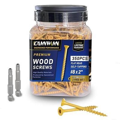 #8 x 2 in Deck Screws, 350 PCS, Tan Exterior Wood Screws | Epoxy coated, rust-resistant Torx drive include T25 star bit for decks, fences and outdoor wood projects.