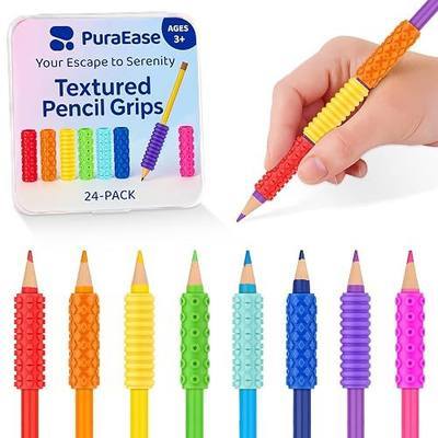 Textured Pencil Grips for Kids, Teens & Adults – 24PC Sensory Fidget Toys for ADHD, Autism, Anxiety & Stress Relief - Ideal for Teachers as Educational Tools or Classroom Rewards