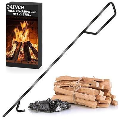 Blulu 24 Inch Heavy Duty Fire Poker High Temperature Steel Firepit Tool with Handguard and Rust Resistant Coated Campfire Poker for Fire Pit Outdoor Indoor Fireplace Camping Winter Accessories Gifts