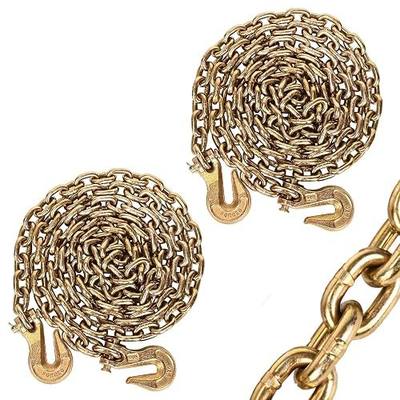 A A IN Transport Binder Chain 2Pack 5/16 in 10 FT Heavy-Duty G80 Tow Chains | 4,900 LBS Working Load Capacity | G80 Tow Chain with G70 Grab Hooks | Heavy Duty for Transporting, Towing, Tie Down Binding