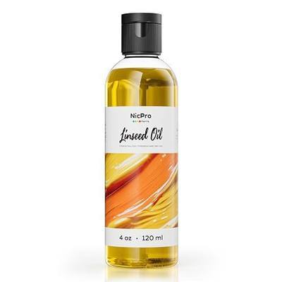 Nicpro Refined Linseed Oil, 120ml (4oz) Linseed Oil Medium for Painting | for Thinning Oils, Artists, Painting Thinner, Professionals to Enhance Flow, Translucency & Gloss
