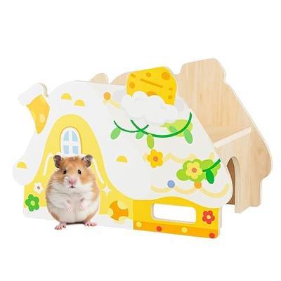 mini&moe Hamster Hideout - Hamster Houses and Hideouts with Window Small Animals Cage Accessories with Paltform for Rat Gerbils and Other Small Pets