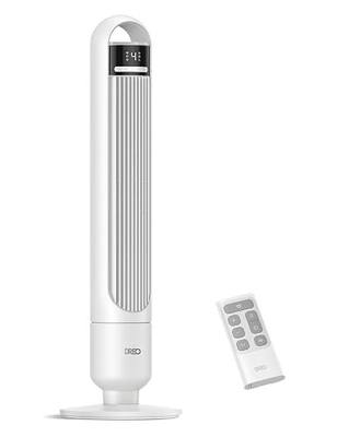 DREO Tower Fan for Bedroom, 4 Speeds, 3 Modes Standing Fans for Room with 90° wide Oscillating, 28dB Quiet for Sleep, 26ft/s Velocity, 33ft Coverage, 8H Timer, Remote, Living Room, Office, Home, White