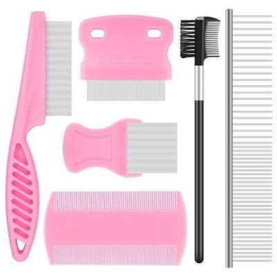 Kerros Flea Combs for Dogs and Cats, Stainless Steel Pet Grooming, 6 Pack | Fine and Wide Tooth Stainless Steel Combs for Flea, Lice, Tick Removal, Tear Stains and Pet Grooming