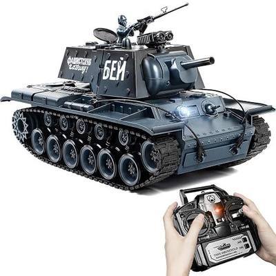 Supdex 1:18 Remote Control Tank, 2.4Ghz Soviet Union KV1 RC Tank Model Toys, 15 Channel Battle Army Toy with Smoke, Light and Sound, Military RC Vehicle for Adult and Kid That Shoot