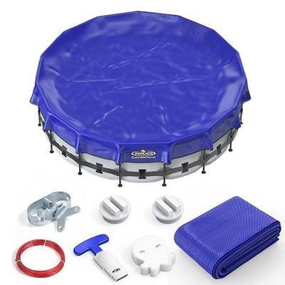 POOLACC Pool Cover for Above Ground Pools, 24 ft Round | Extra 4-Foot Flap, Winter Pool Cover, Extra Durable, Cold- and UV-Resistant, Heavy-Duty