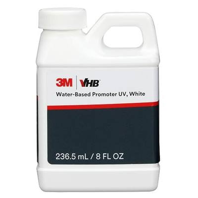 3M VHB Tape Water-Based Promoter UV, White, 1/2 Pint, Non-Flammable, Optimized Adhesion, Easy UV Verification