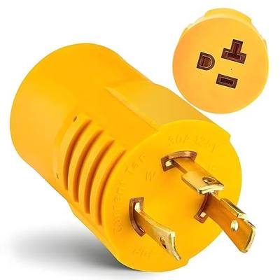 30 Amp to 110 Adapter for Shore Power,30 amp to 15 amp rv Adapter | NEMA L5-30P Twist Lock to Marine & RV Adapter,30A 125V Converts to Household 15A/20A 120V for Generator, Boats, Camper & Home