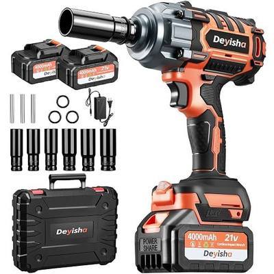 1500N.m (1100Ft-lbs) Cordless Impact Wrench 1/2" Brushless High Torque Impact Wrench with 2x 4.0Ah Batteries, 6 Sockets for Car, RV, Truck Wheel Lug Nuts