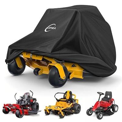 Kipiea Zero Turn Mower Cover- 600D Heavy Duty Outdoor Zero Turn Lawn Mower Cover Waterproof Universal Fit with 4 Buckles, 2 Drawstrings and Storage Bag