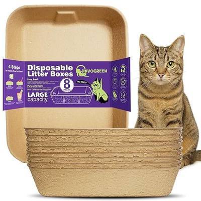 JINVOGREEN Disposable Litter Boxes for Cats, 8 Pack Cat Litter Trays for Travel, Temporary Use, or Liner – Leak-Proof, Eco-Friendly, Easy Clean-Up (16.1" x 12.4" x 3.7")