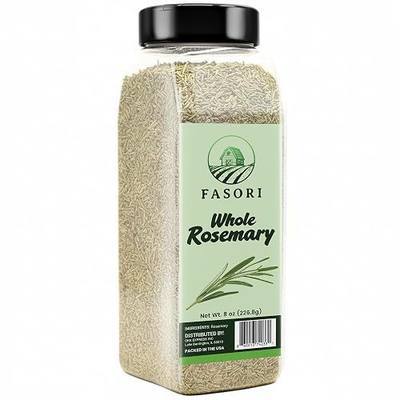 Fasori Rosemary Whole Leaves 8 oz (227 g) – Premium Dried Whole Rosemary Herb, Aromatic Mediterranean Spice for Cooking, Roasts, Chicken & Potatoes