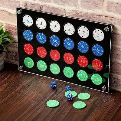 GlikCeil Casino Chip Holder 13.6 x 9.3'' Wall Mounted Display Case for 24 Poker Chips, Acrylic Display Frame for Coin Collectors and Supplies(Black, Rectangle)