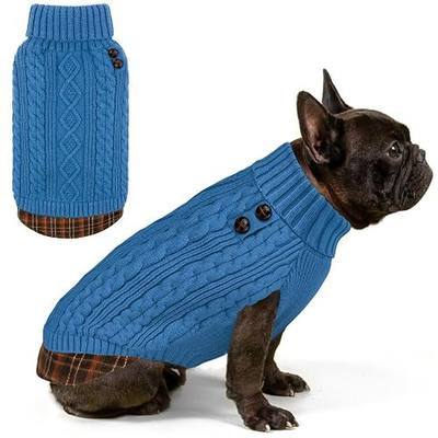 KYEESE Dog Sweater Turtleneck Thick Knit Pullover for Cold Weather | Stretchy Fit, Lightweight & Warm, Cozy Knit Comfort, Classic Plaid Design, Gentle on Sensitive Skin, Comfortable Daily Wear