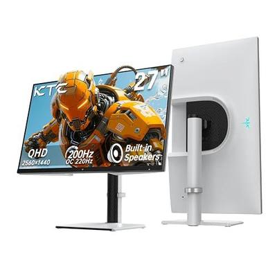 KTC 27 Inch Gaming Monitor 200Hz, 1440P Monitor with Speakers, Up to 210Hz Computer Monitors Fast IPS 1ms, 131% sRGB, Adaptive Sync, Tilt/Swivel/Pivot/Height Adjustment, HDMI DisplayPort, White H27T6