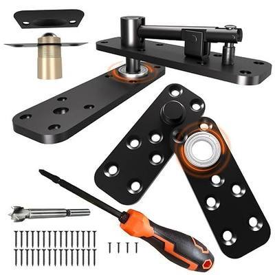Hidden Door Hinge with Dual Bearing Design - Rotating Silent Invisible Door Hinge Kit for Heavy Duty Secret Door, Perfect for DIY Carpenters & Door Bookcase 580lbs Load-Bearing
