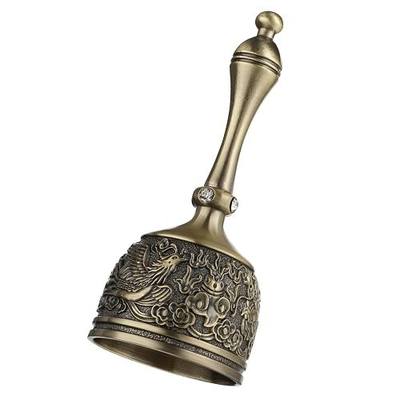 Hand Bell Brass Dinner Call Bells Loud Service Ringing Bell Tibetan Handbells for Meditation Seniors Bedside Musical Teaching Classroom
