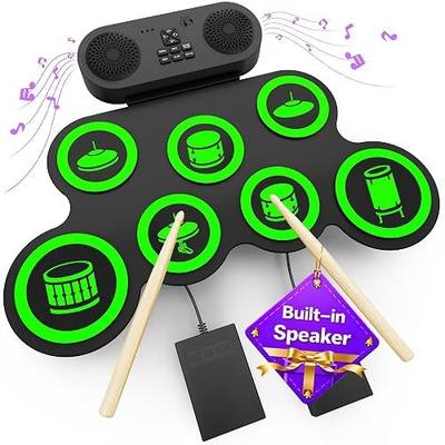 Electric Drum Set, Built-in Dual Speaker Drum Pad and Sticks Kit