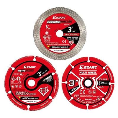EZARC 3 Cut Off Wheel Set for Metal, Wood, Tile, 3/8" Arbor, 3-Pack | Diamond Metal Wheel, Carbide Wood Wheel, Super Thin Diamond Tile Blade, 3-in-1 Versatile Set, Up to 20300 RPM