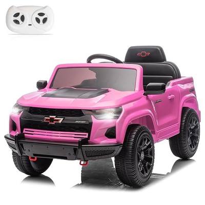 Winado 12V Licensed Chevrolet Colorado Electric Ride on Car for Kids, Pink | Ride on Toys for Toddlers w/ Remote Control, Battery Powered, Bluetooth, Soft Start, LED Lights