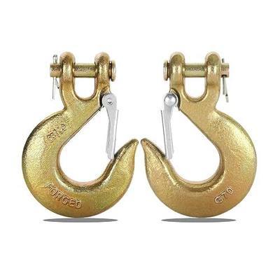 2 Pack Heavy Duty Chain Hooks 3/8 Inch, G70 Forged Steel Clevis Slip Hook with Safety Latch for 3/8" Transport Chain, Metal Clevis Hooks for Trailer Truck Transport, 18,000lbs Capacity