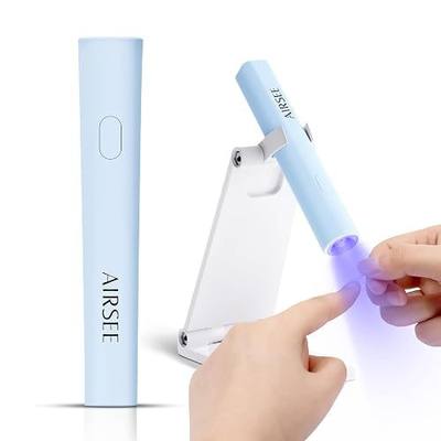 AIRSEE Mini Handheld UV Light for Gel Nails with Stand, Home & Travel,Blue | 2 Timers & Cordless,Portable Rechargeable Nail Lamps for Fast Extension,Rhinestone Glue Decoration,Gel Nail Strips