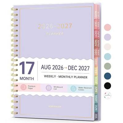 Aug 2026 - Dec 2027 Planner, Forvencer 17 Month Academic Planner 2026-2027, 6.3" x 8.4", Calendar Planner Weekly and Monthly, Daily Agenda Book, College School Supplie for Student Teacher, A5, Purple